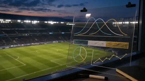 Graphiques de probabilités et d'évolution des cotes devant un terrain de football