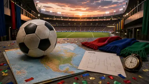 Ballon, carte de l'Amérique du Nord et tableau du tournoi mondial 2026